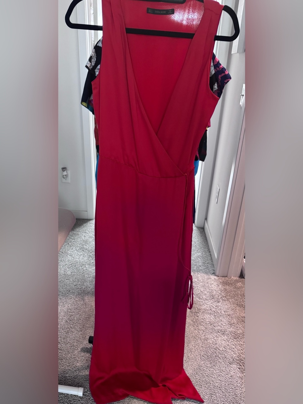 Women's Red Wrap-Style Maxi Jumpsuit